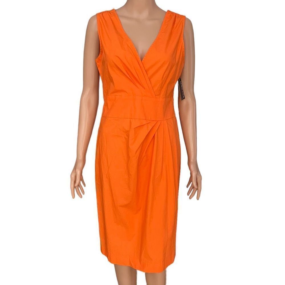 600 West poplin orange cotton wrap dress size 8 NWT